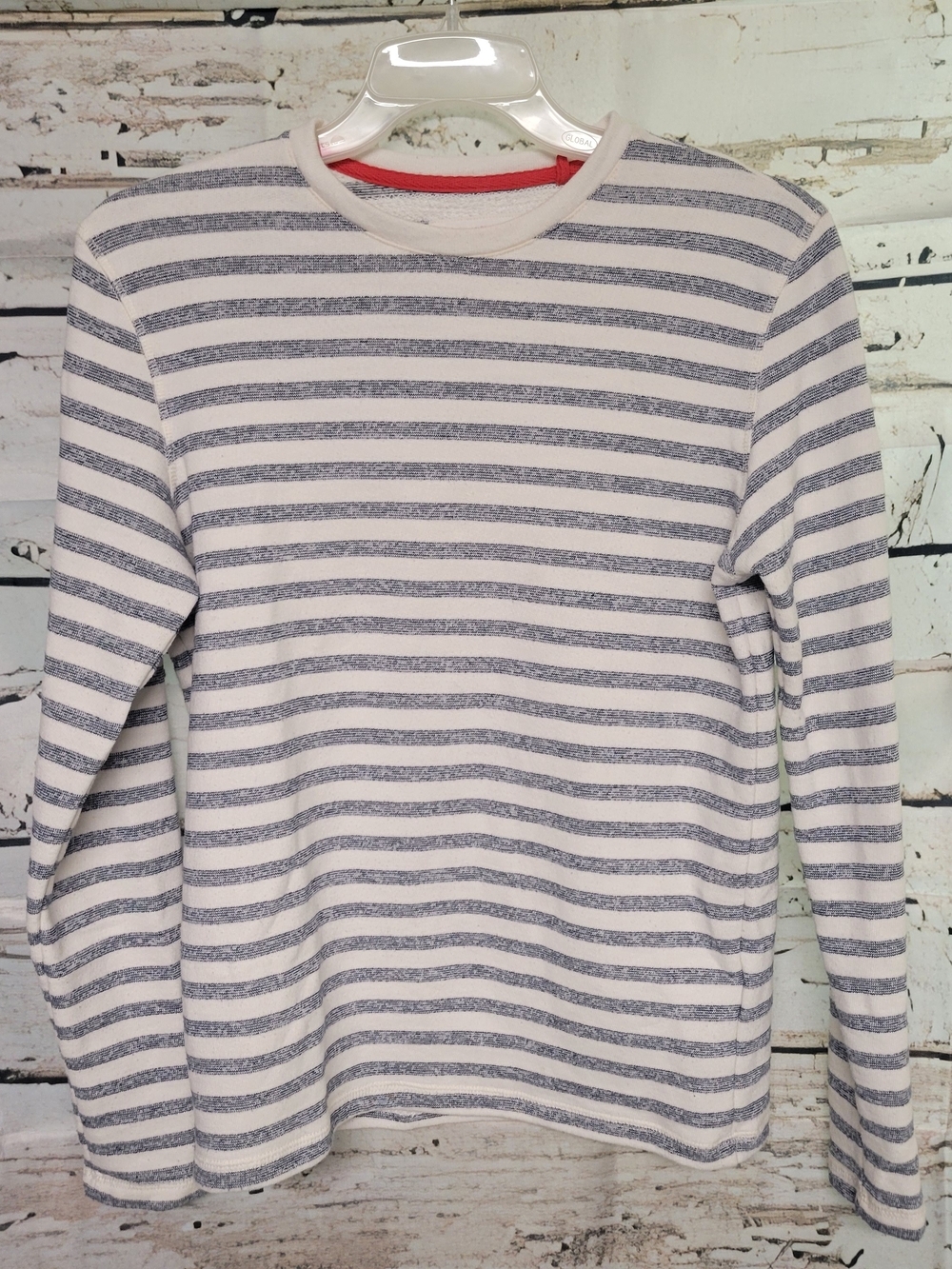 Only & Sons Men's White Blue Striped Terry Cloth Sweatshirt Size Small